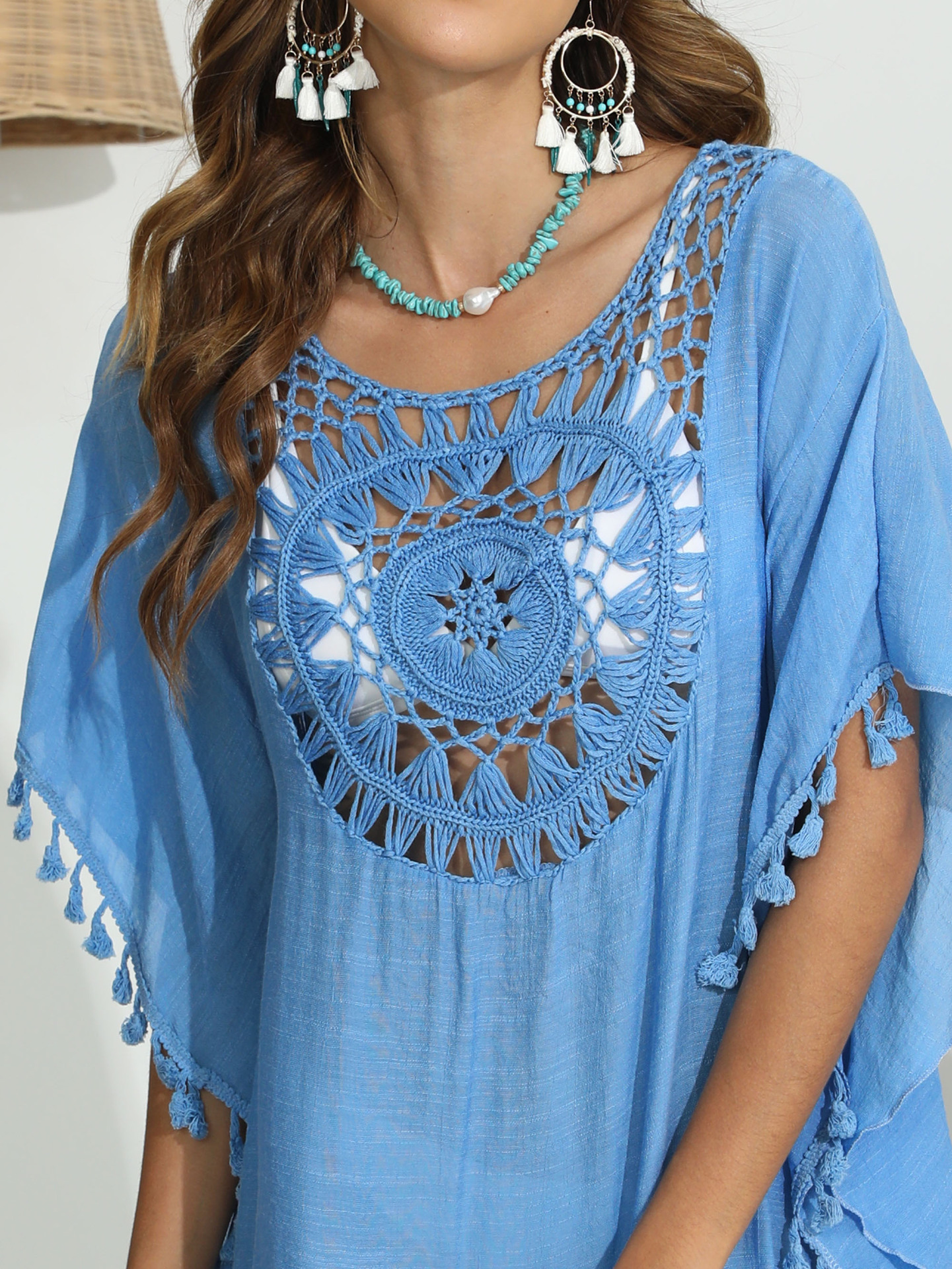Женская Boho Beach Cover Up Повседневный летний купальник Кафтан